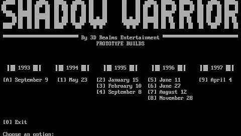 Shadow Warrior Prototypes: September 9, 1993