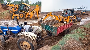 Finally JCB 3DX and Tractor New Pond Making Completed together in my Village | Jcb video