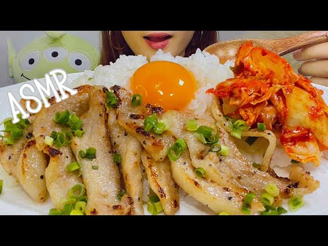 【咀嚼音】豚トロ丼/キムチ/kimuchi/김치/卵/pork【ASMR/EATING SOUNDS/Mukbang/モッパン/먹방】