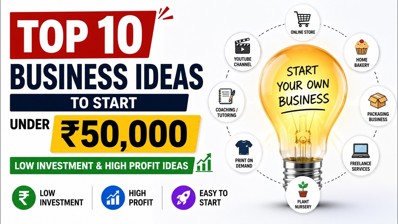 Top 10 Business Ideas To Start Under ₹50,000 | Low Investment & High ...