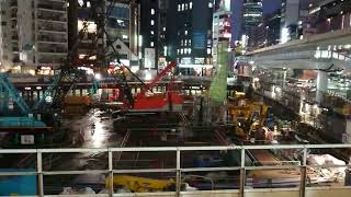 2020年12月5日(土) JR山手線「渋谷駅」内回りホームより桜丘町再開発エリアを撮影