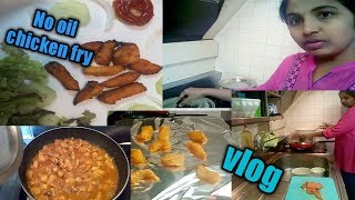 NO OIL .CHICKEN FRY  & TASTY CHICKEN CURRY. Dinner time. Telugu vlogs from JAPAN