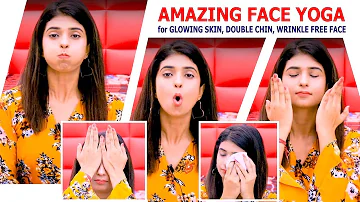 Easy Face Exercises for Double Chin, Wrinkles Glowing Face in Hindi (Results in 7 days!)Face Yoga