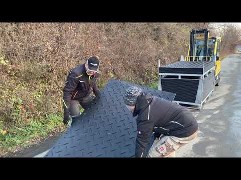 Schneller Rückbau von Fahrplatten mit der SmartStore Fahrplattenbox und klappbaren Eckwinkeln