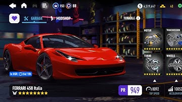 NEED FOR SPEED NO LIMITS ☆《 FERRARI 458 ITALIA 》☆《 UPGRADING PART 4 》☆《 6 NEW PARTS 》