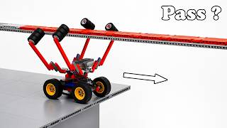 Testing LEGO Car with Rolled Arms Cross Long Hanging Rail | Smart Lego