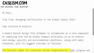 Trip Trap: Managing Certification in the Global Supply Chain Case Solution & Analysis