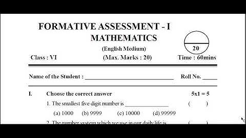 AP 6th Formative Assessment-1 Question Papers for 2022-23  | AP 6th class Maths FA-1 model paper
