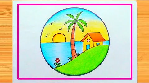 Easy Circle Scenery Drawing | Pencil Drawing in Circle Easy Step By Step | Scenery Drawing in Circle