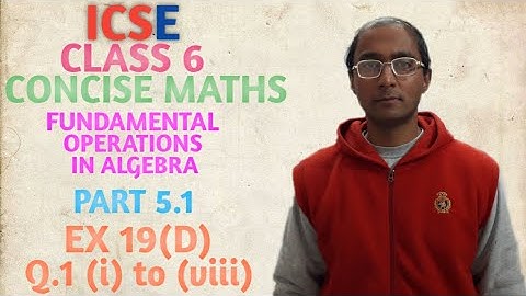 ICSE CONCISE MATHS CLASS 6 FUNDAMENTAL OPERATIONS IN ALGEBRA PART 5.1 EX 19(D) Q.1(i)to(viii) DIVIDE