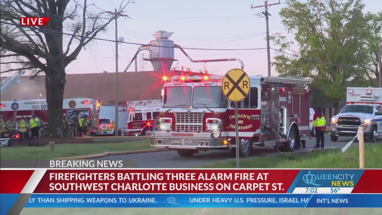 Crews battle 3-alarm fire at SW Charlotte business - YouTube