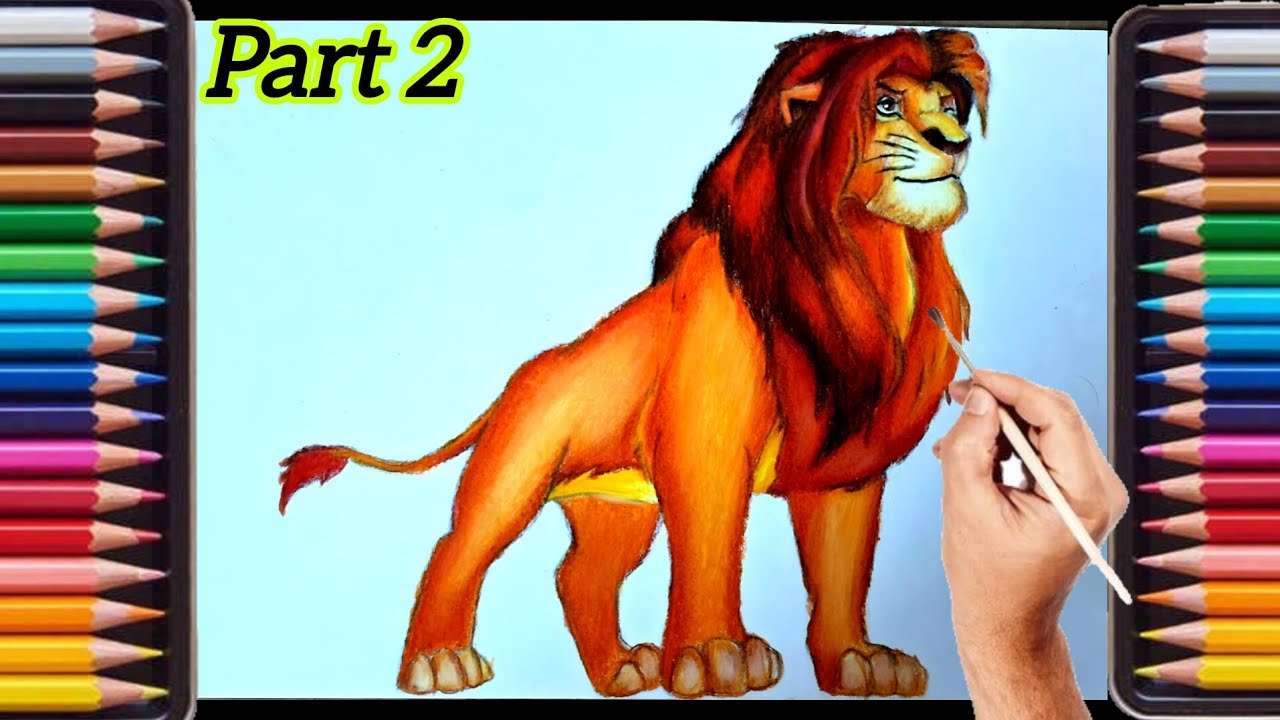 How to Draw Simba (Lion King) | How to Shade and color Simba | Simba ...
