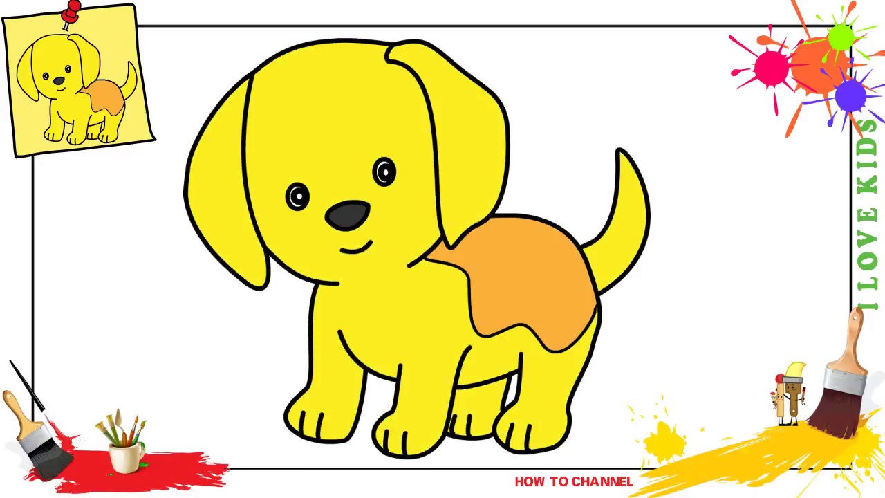 How To Draw A Dog Puppy Easy Slowly Step By Step For Kids And