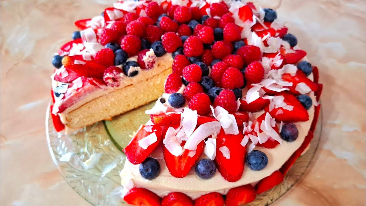 БАДЕМОВА ТОРТА С ЯГОДИ 🍓 Здравословното изкушение на лятото! 💯