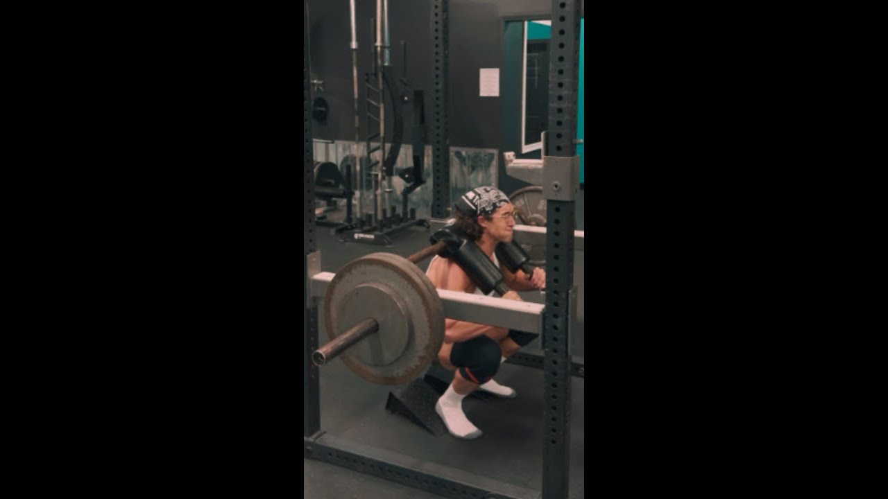 Safety Squat Bar Squats w/ Heels Elevated - YouTube