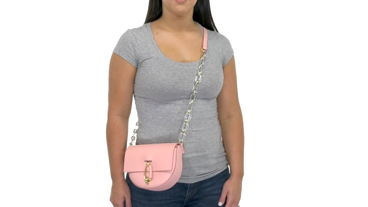 Zac Posen Belay Mini Pink Leather Saddle Crossbody Handbags