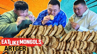 A Mighty Mongolian HUUSHUUR Lunch For Mighty Mongolian Wrestlers - Mukbang | Eat Like Mongols