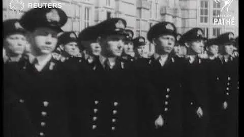 DEFENCE Princess Margaret inspects naval cadets at Royal Naval College Dartmouth (1951)