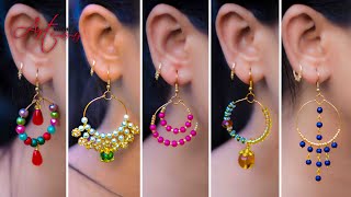 5 easy Pearl & Crystal Earring Design | DIY | 5 min Craft | Hand made jewelry | Art with Creativity