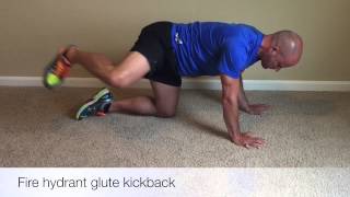 Hip Circles, Fire Hydrant Glute Kickback, Single Leg Glute Raise, Fast Feet wtih HighKnees