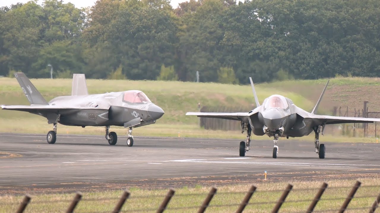 岩国基地アメリカ海兵隊VMFA-242所属のF-35Bライトニング戦闘機4機が