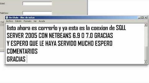 Tutorial Conexion SQL SERVER 2005 con NetBeans 7.0 PARTE 4