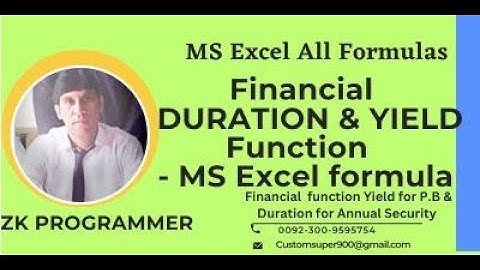 How to Calculate Financial DURATION and YIELD Function in MS Excel