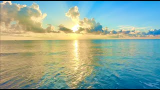 4K Golden Sunrise Over Peaceful Ocean Waves | 8 Hours of Calming Beach Sounds for Relaxation & Sleep