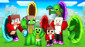 JJ and Mikey Use PORTAL GUNS to Prank Families in Minecraft - Maizen