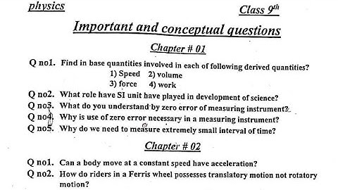 Physics Class 9th Guess Paper 2033 | Class 9 Physics Guess Paper 2023 | Physics Paper 2023