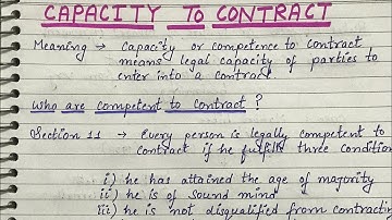 Capacity to Contract || Capacity of Parties || Indian contract act 1872