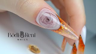 : 3D Rose Nail Trend Tutorial - 3D r'ozsa akril g'ellel - Bodi Reni Nails 1. R'esz