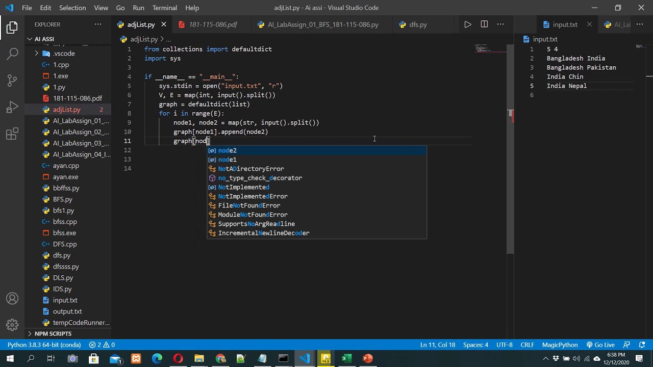 adjacency list user input in python - YouTube