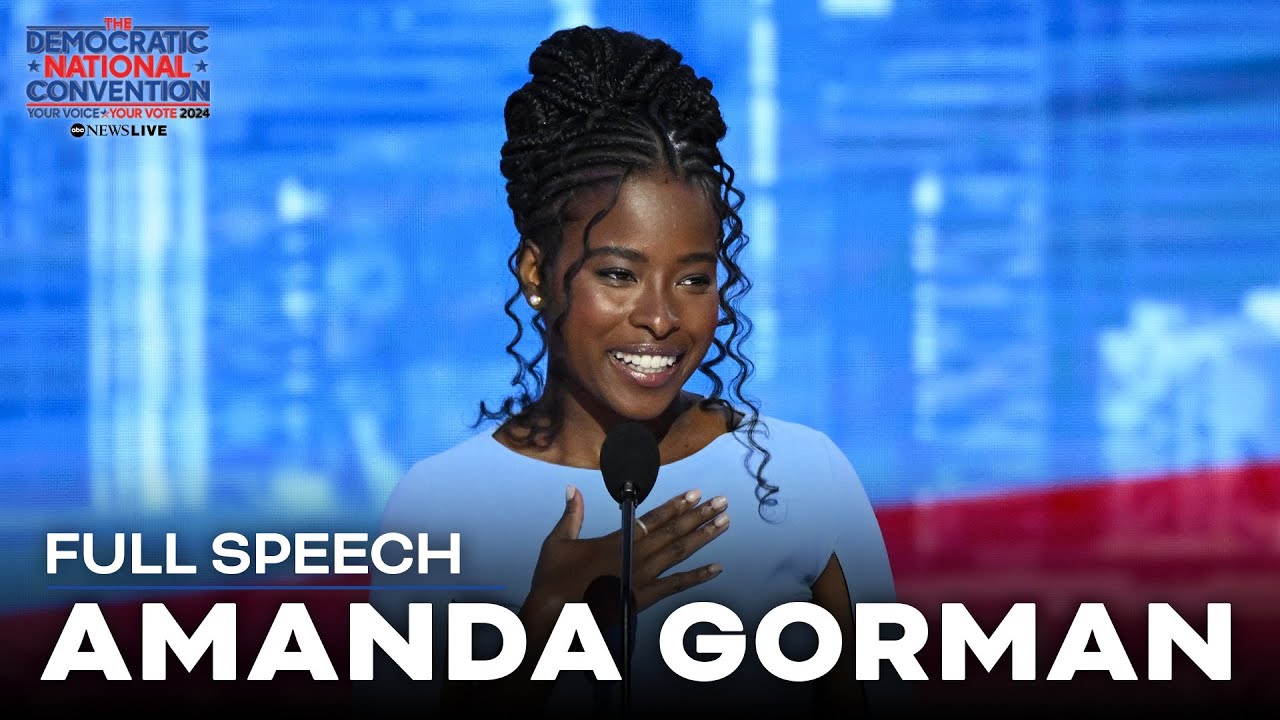 Amanda Gorman reads a poem at the DNC