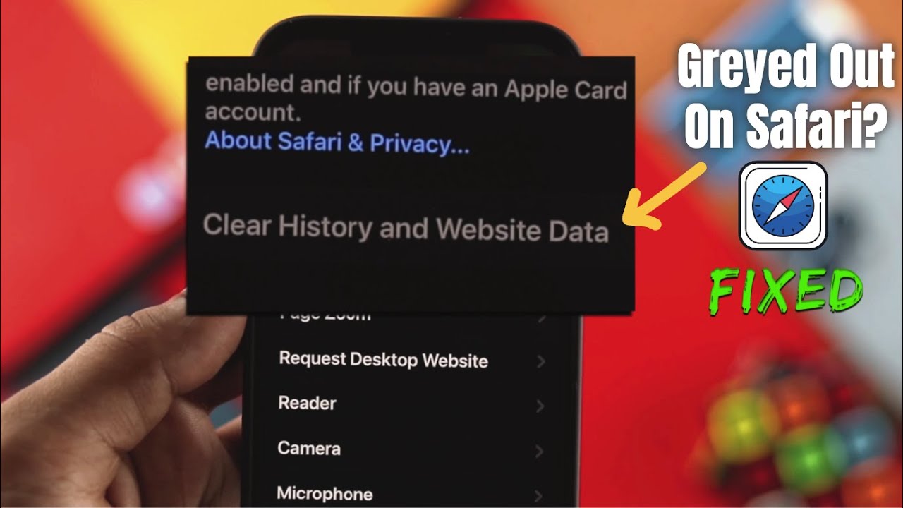 apple safari clear history greyed out