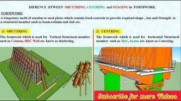 difference between formwork shuttering centering and staging