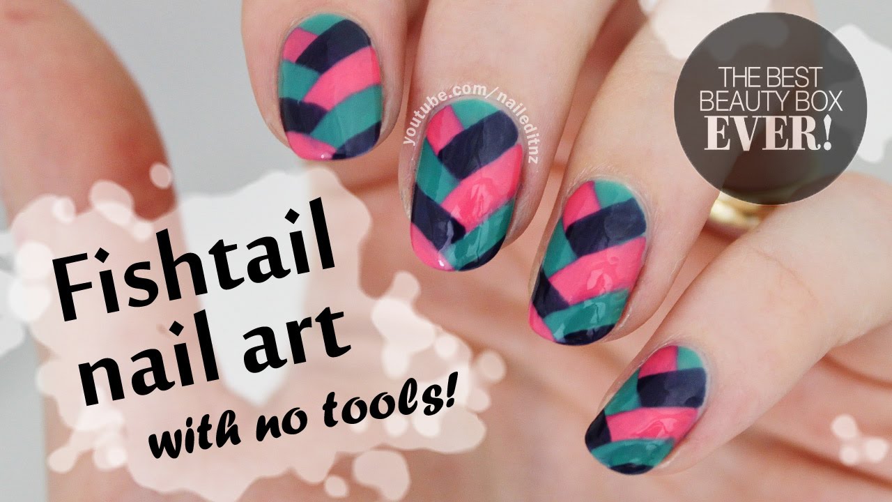 Fishtail Nail Art - NO TOOLS NEEDED! - YouTube