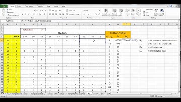 Using Excel - Test Item Analysis, Discrimination Index for MC items