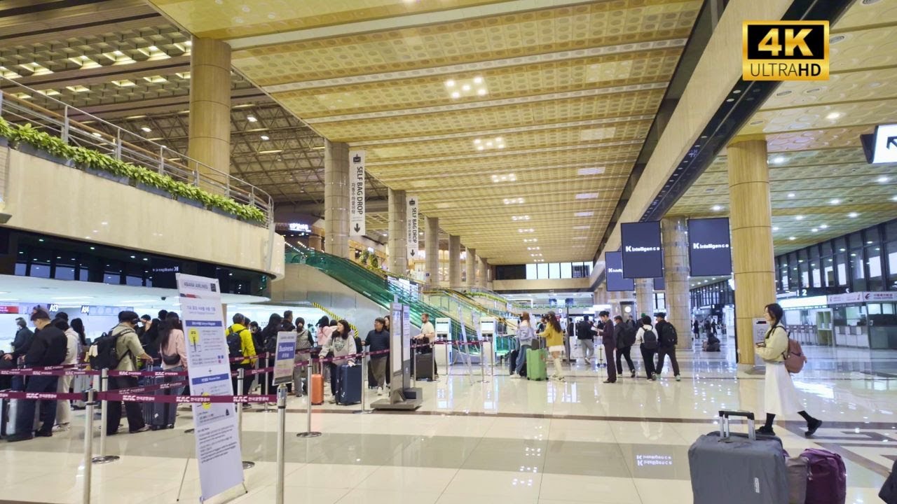Morning Walk at Gimpo Airport | Long Security Lines & Quiet Terminal Scenes