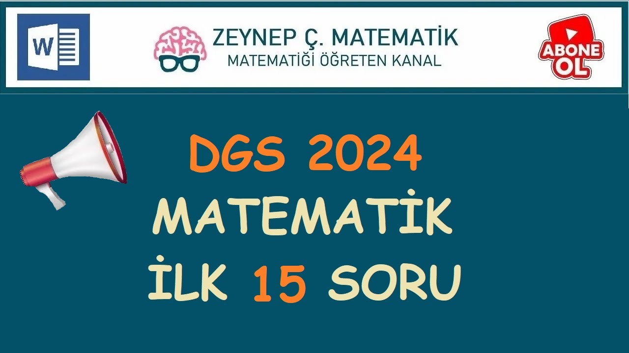 DGS 2024 HAZIRLIK - MATEMATİK İLK 15 SORU-1