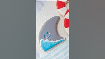Beginner friendly shark fin cookie decorated with royal icing #cookiedecorating #royalicing #cookies