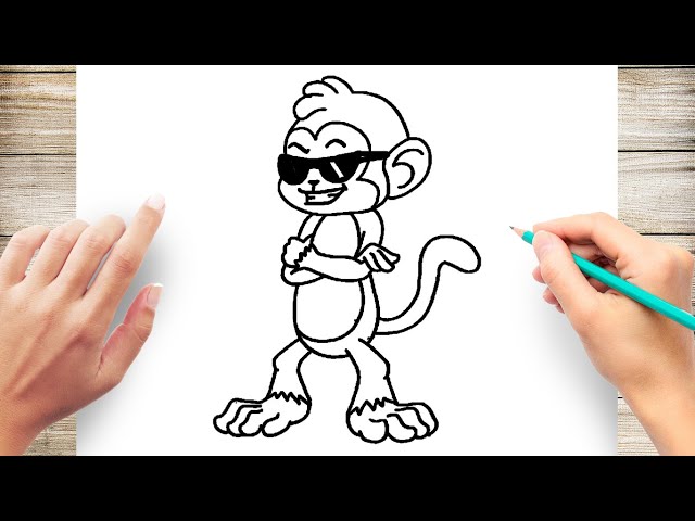 Monkey Cartoon Drawing, baby animals, mammal, animals png | PNGEgg