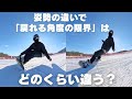 姿勢の違いによる、戻れる角度の違いを比較してみた。