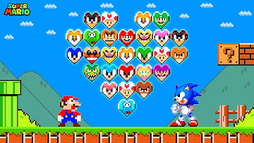 Super Mario Bros. But All Mario Characters Are CUSTOM Heart Item Blocks