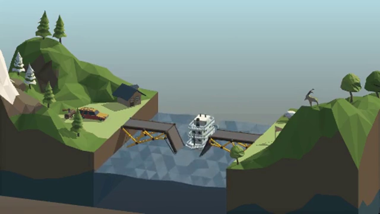 Poly Bridge 1-9 Paddleboat Drawbridge - YouTube