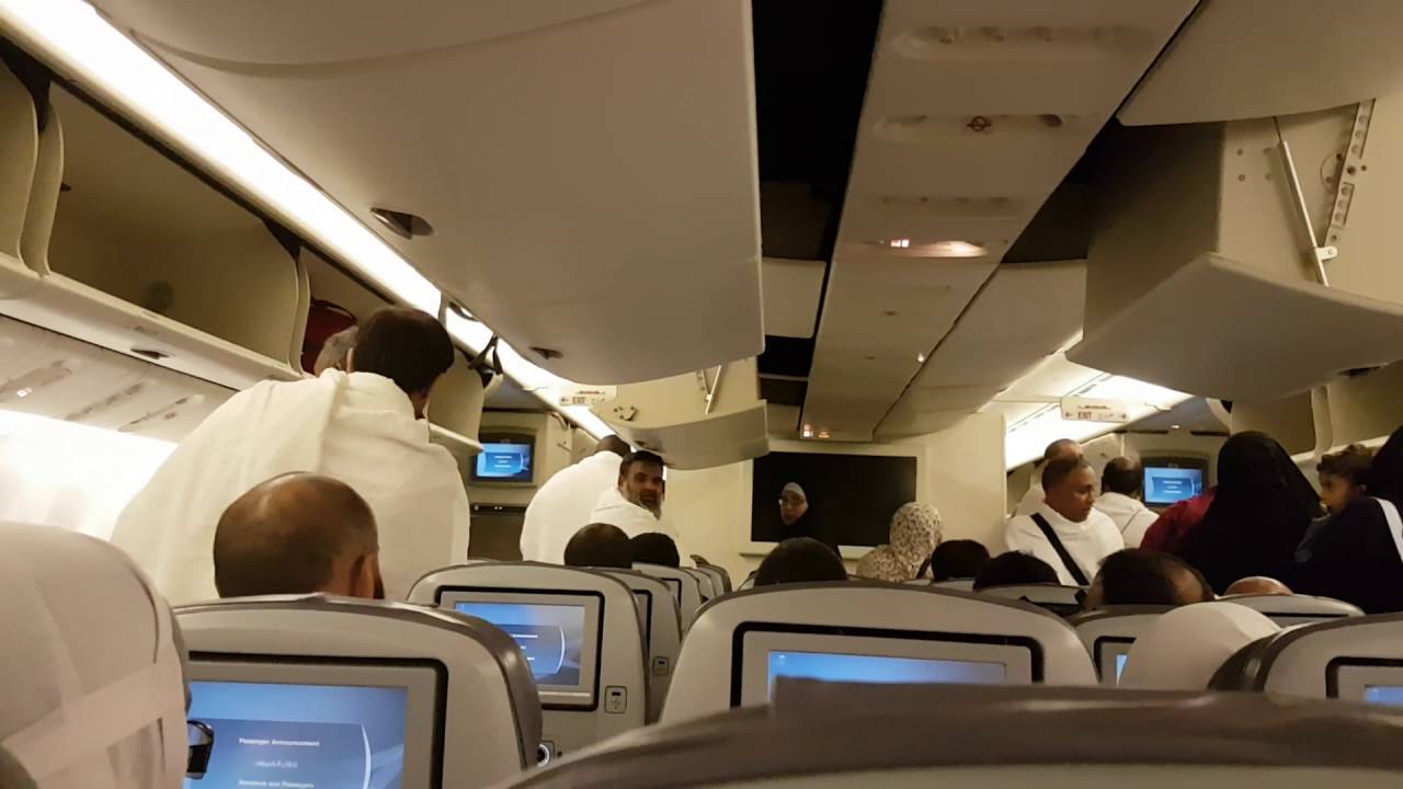 Labbaik on board Saudi SV112 flight London - Jeddah 6th Sept 2016, Hajj 2016.