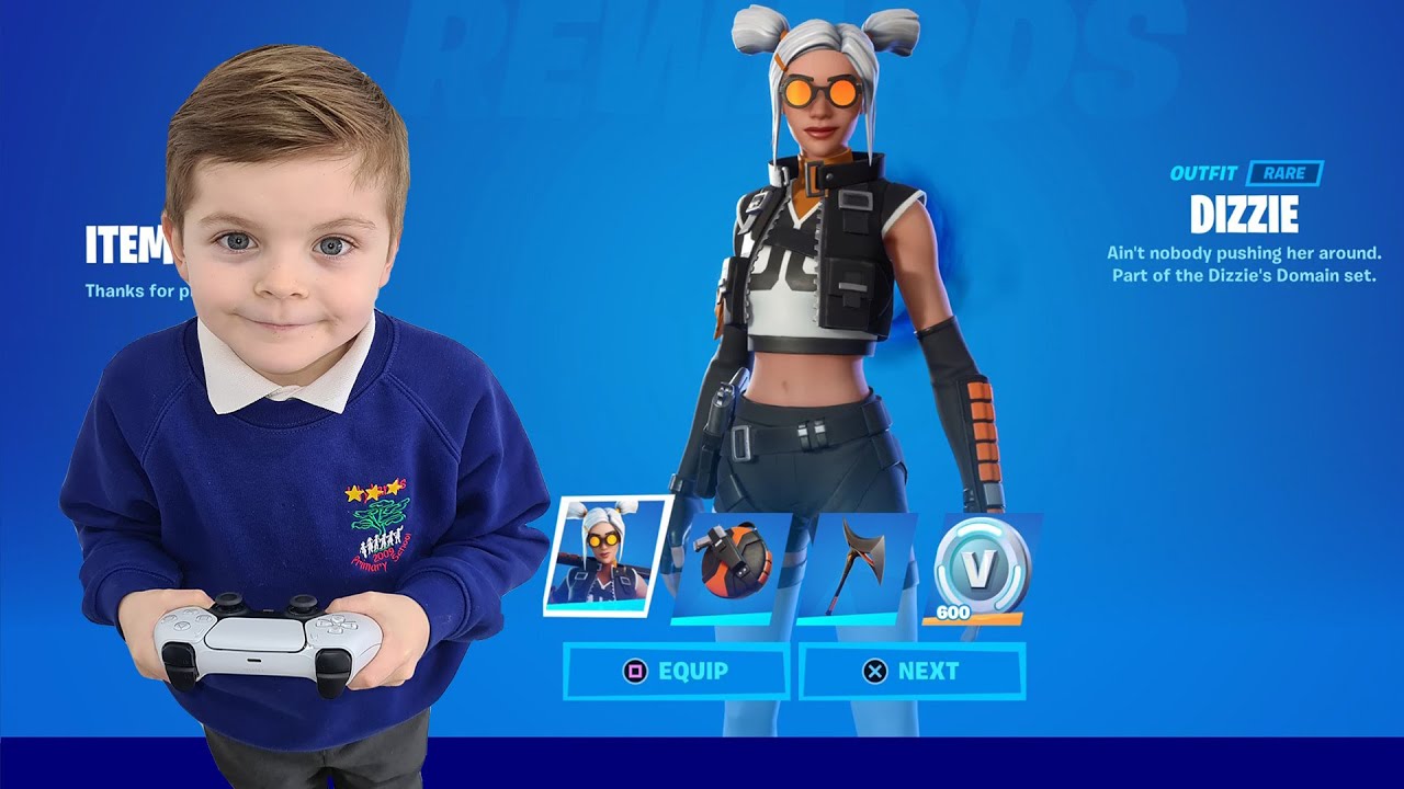 After School TRUMAnn Gives His 7 Year Old Kid NEW DIZZIE'S DOMAIN Fortnite Pack With 600 FREE VBUCKS