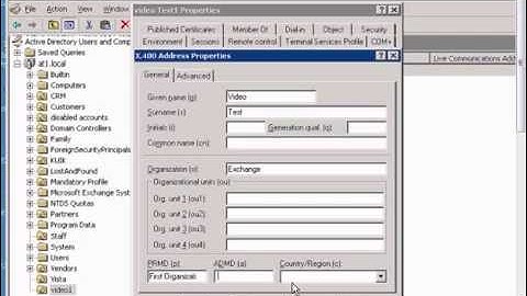 Add user to new X400 using WIndows and Exchange 2003