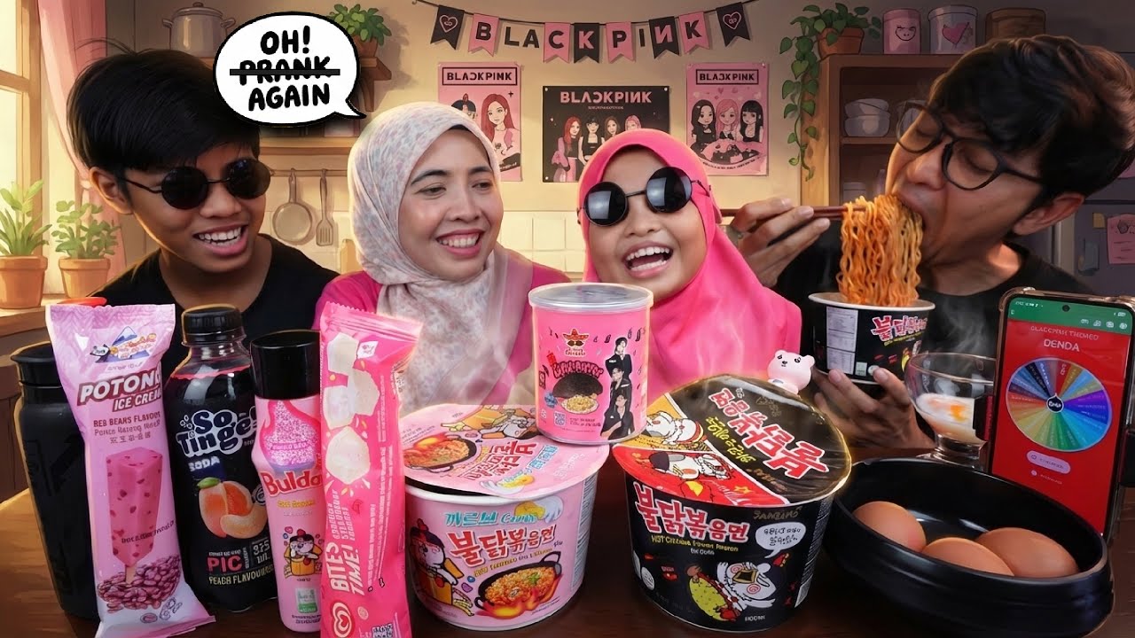 BLACKPINK FOODIE SPIN WHEELS BATTLE! ABAMZOLA + MAMAZOLA VS PAPAZOLA! JAGA² TELUR MENTAH! 🤮