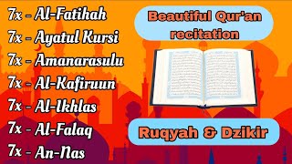 Q.S Al-Fatihah 7x, AyatKursi 7x, Amanarasulu 7x, Al-Kafirun 7x, Al-Ikhlas 7x, Al-Falaq 7x, An-Nas 7x
